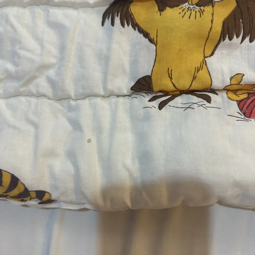 Vintage Winnie the Pooh Friends Comforter Baby Crib Blanket Quilted Thick Sears